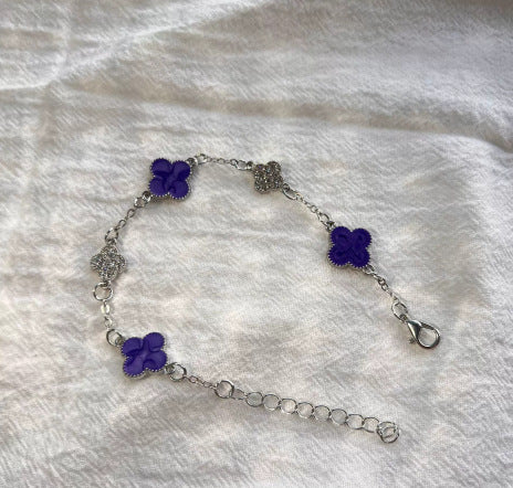 Wholesale Fully rhinestone four-leaf clover alloy bracelet