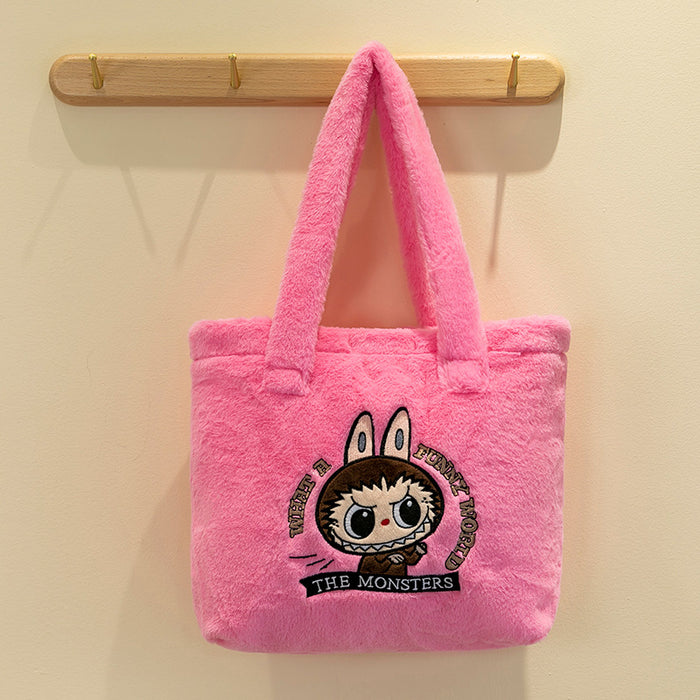 Wholesale Children' s plush bag new cartoon messenger bag large capacity pull cloth doll bag plush toy mobile phone bag