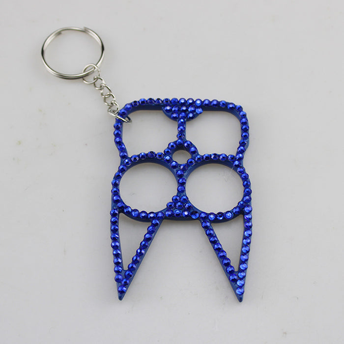 Wholesale Black Alloy Rhinestone Self Defense Keychain For Everyday Carry Gift