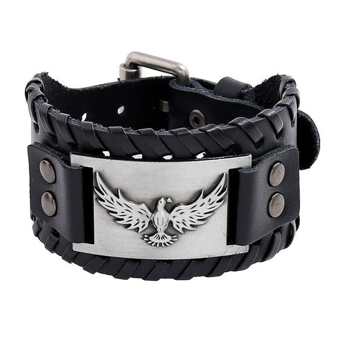 Wholesale Multi-layer Leather Wolf Head Men's Bracelet JDC-BT-FengH002