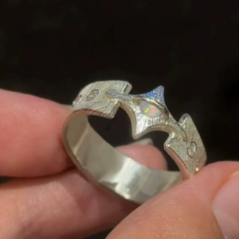 Wholesale Silver wide-mouth sy mermaid princess star ring versatile stacking ring