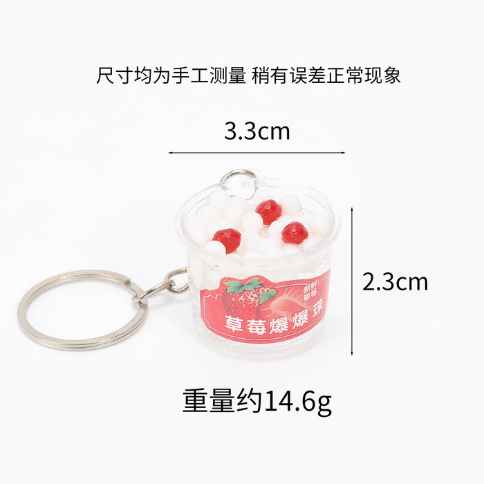 Wholesale Summer Dessert Miniature Food Charm Herbal Jelly Drink Keychain Decorative Bag Accessory Chic Boutique Gift