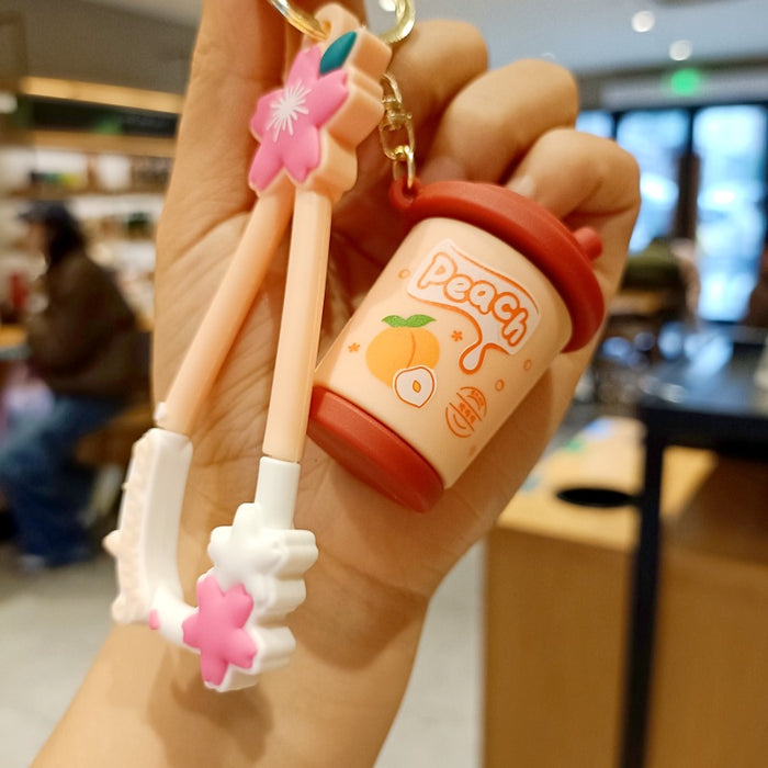 Wholesale Cartoon PVC Beverage Bottle Keychain JDC-KC-MingT017