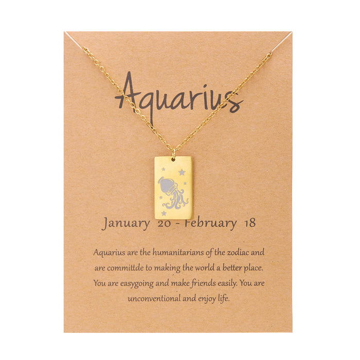 Wholesale Stainless steel constellation necklace square titanium steel non-fading clavicle necklace