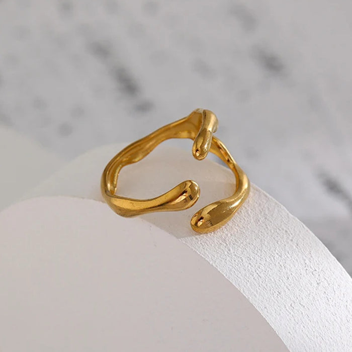 Wholesale Stainless steel women's ring geometric cross texture open ring jewelry