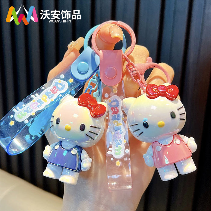 Wholesale Cartoon plating cat key chain soft plastic bag pendant