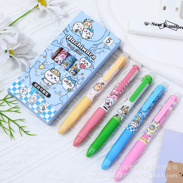 Wholesale 5pcs/set Erasable thermal erasable gel pen for primary school students cartoon cute brush pen