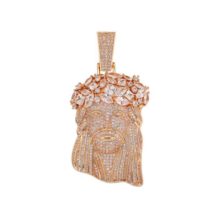 Wholesale full diamond copper zircon head jewelry necklace men's pendant