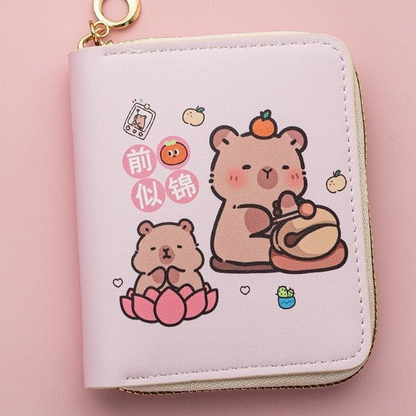 Wholesale Cute Cartoon Short PU Capi Bara Children Student Simple Coin Purse Card Holder Wallet JDC-WT-QT003