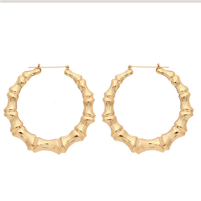 Wholesale Oversized patterned earrings with exaggerated golden circle earrings