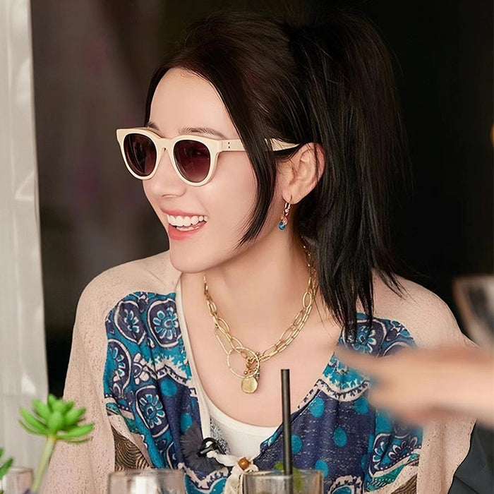 Wholesale Sunglasses, high-end cat eye sunscreen glasses, retro white frame sunglasses, UV resistant