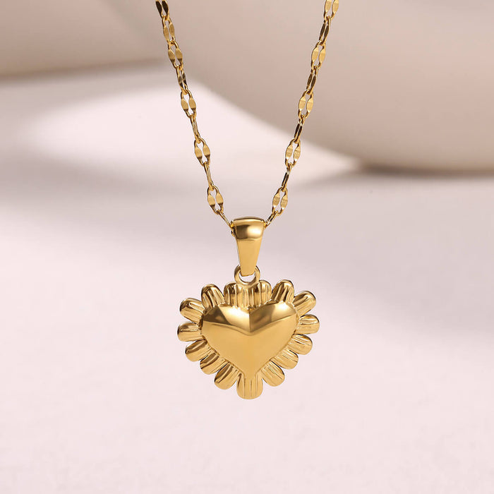 Wholesale  Stainless steel heart-shaped zircon pearl pendant necklace