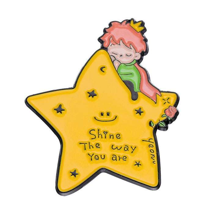 Wholesale Cartoon Anime Little Prince Series Peripheral Brooch Metal Cute Whale Badge Pendant Jewelry Clothing Accessories