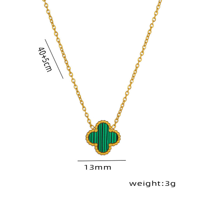 Wholesale Double-sided Fritillaria Lucky Necklace Four-leaf Clover Single Flower Necklace Titanium Steel