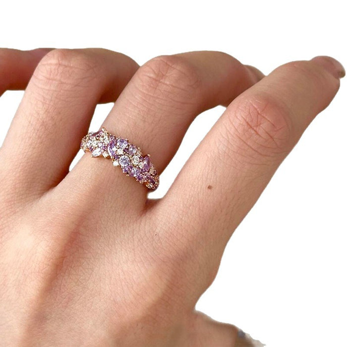 Wholesale Sparkling purple full diamond ring