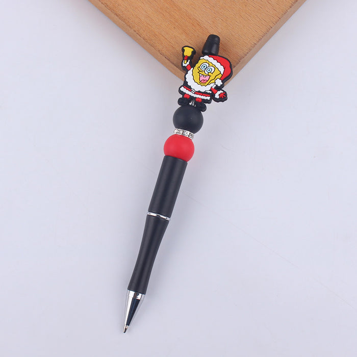 Wholesale Cartoon Christmas Santa Claus Silicone Plastic Bead Pen JDC-PN-GuangTian011