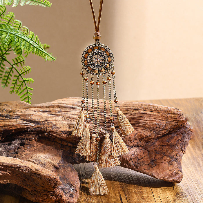 Wholesale Retro Bohemian Tassel Pendant Necklace Zinc Alloy Electroplated Geometric Pendant MOQ≥2