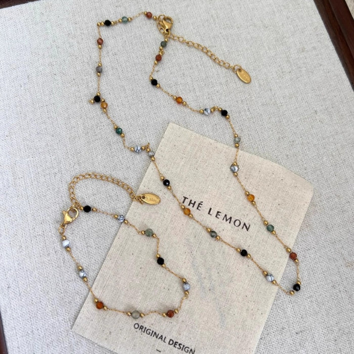 Wholesale  Niche  Simple Silk  Beaded Necklace Bracelet Set for Women