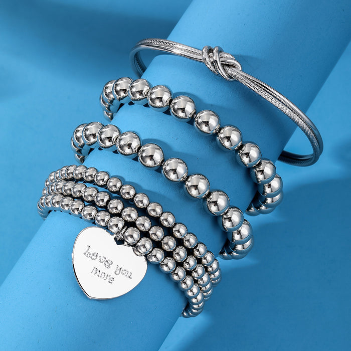 Wholesale Round Bead Love Alloy Bracelet 3-piece Set JDC-BT-HanShi001