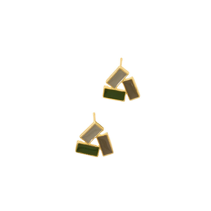 Wholesale New color blocking geometric triangle high-end temperament earrings