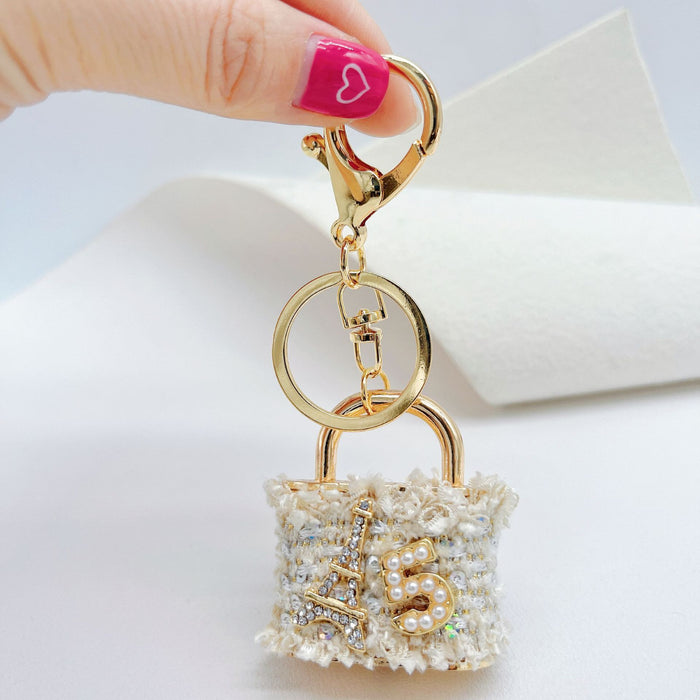 Wholesale Alloy Rhinestone Tower Fabric Keychain JDC-KC-ZhanLun016