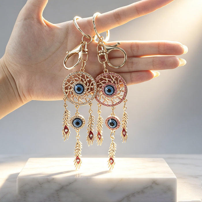 Wholesale Dream Catcher Keychain with Diamond Accents Zinc Alloy Bag Charm