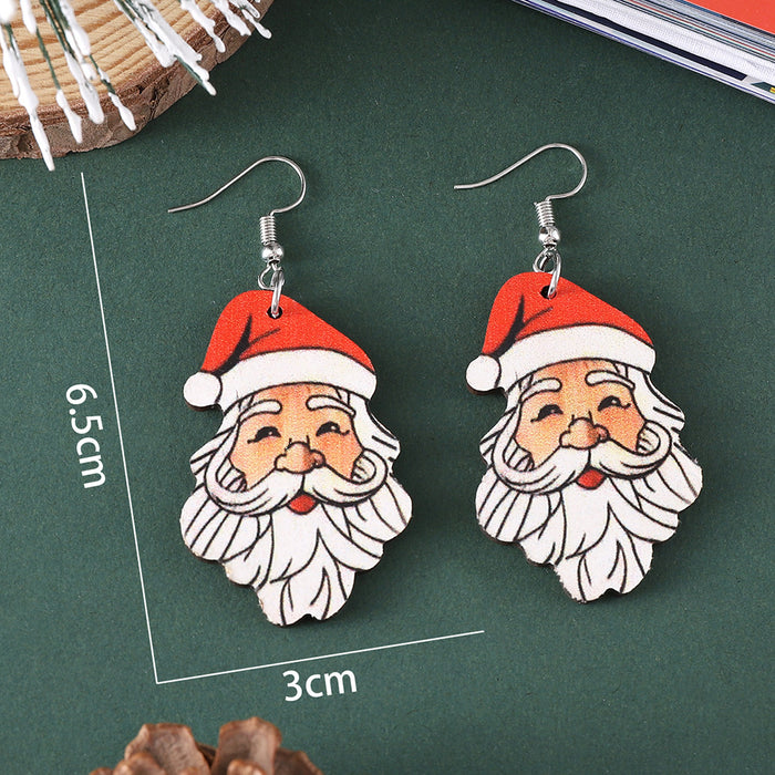 Wholesale Christmas  Pendant Earrings Wooden Double-Sided Earrings