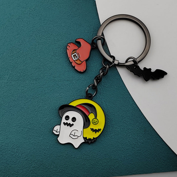 Wholesale Halloween Metal Ghost Pumpkin Keychain Boutique Resale Accessory