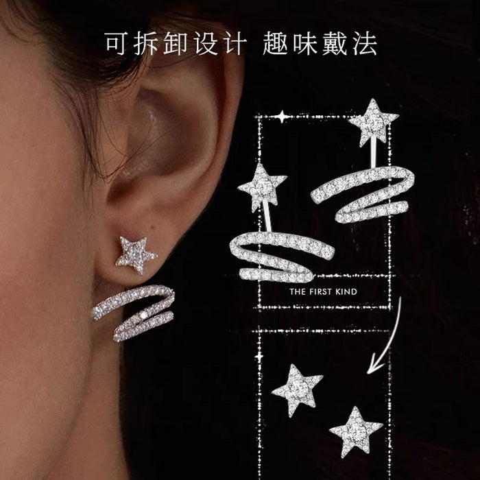 Wholesale Starlight Ribbon Earrings Earrings Accessories Light Luxury Accessories Women' s Birthday Gift Factory Direct Sale