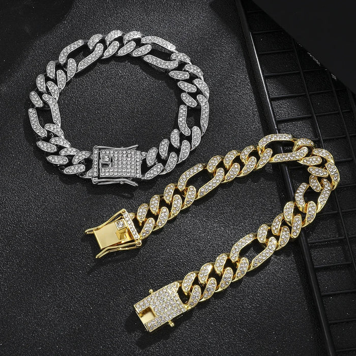 Wholesale Alloy Heavy Industry Full Diamond Cuban Chain Diamond Set Necklace