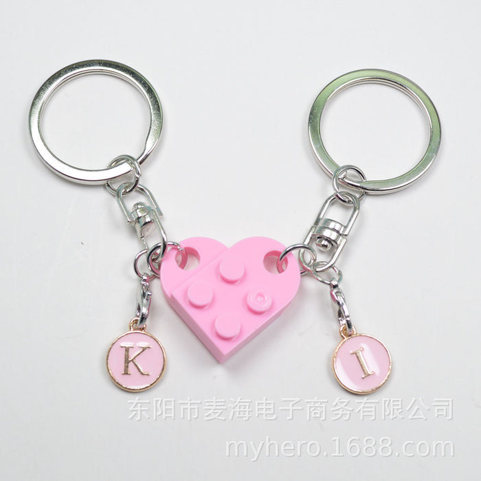 Wholesale Alloy Letter Pendant 2 in 1 Detachable Love Building Block Keychain JDC-KC-Maih003