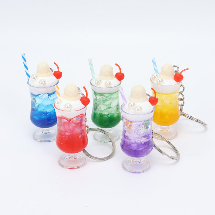 Wholesale Trendy Simulated Juice Cup Pendant Keychain Bag Charm MOQ≥2