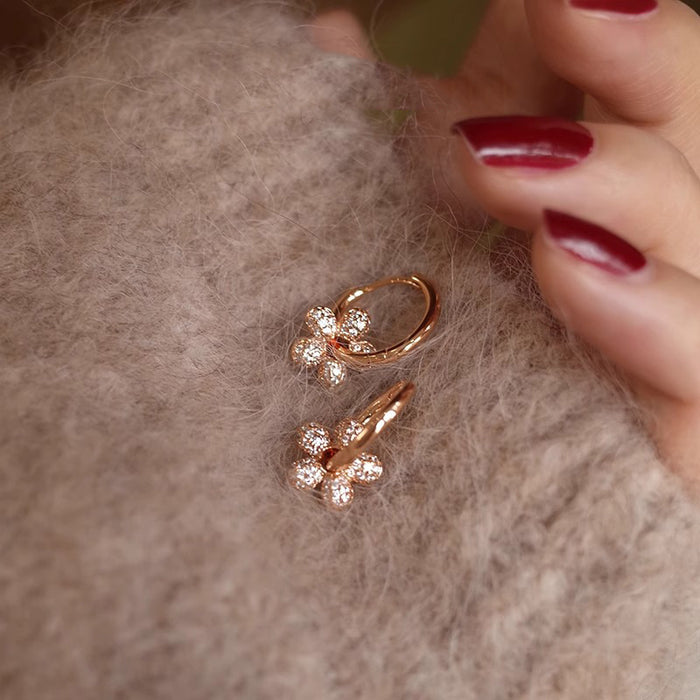 Wholesale Full Diamond Flower Earrings Women's Niche Circle Ear Buckle