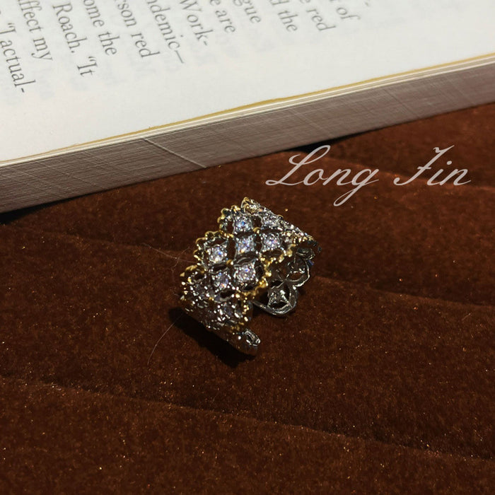 Wholesale Cross Flower Ring Diamond Four-Leaf Clover Ring