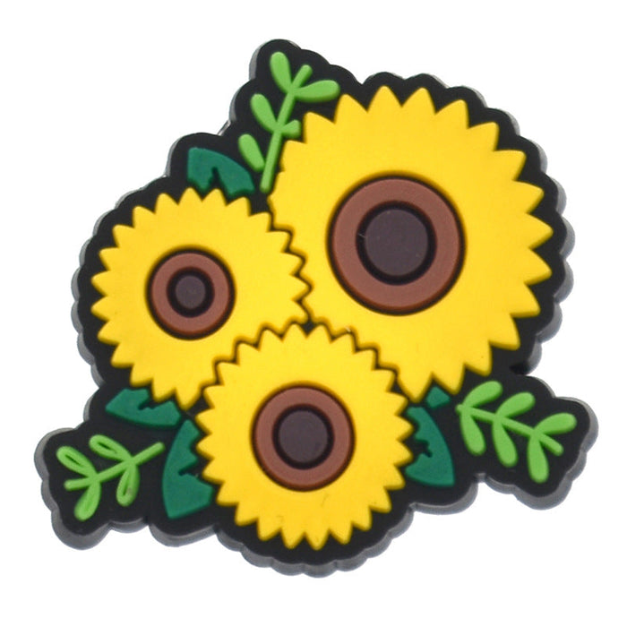 Wholesale 100PCS PVC Cartoon Sunflower Bee DIY Shoe Buckle JDC-SC-RYY012