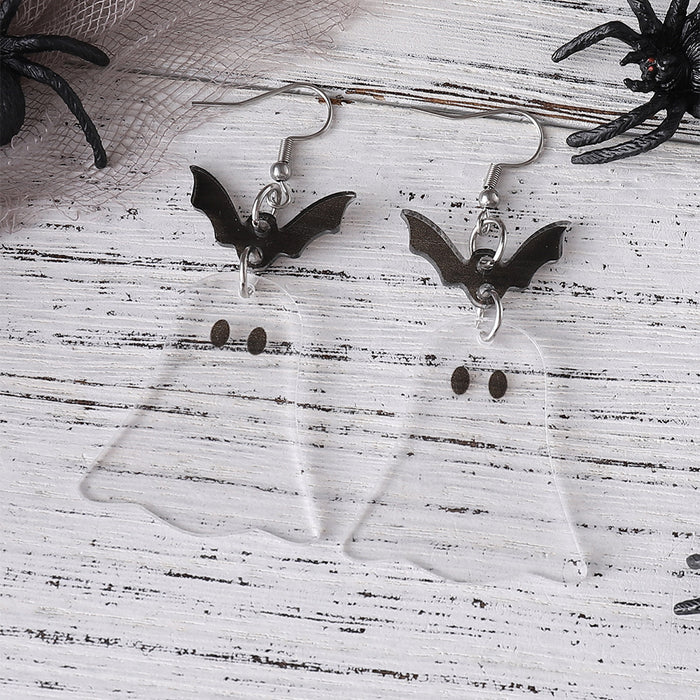 Wholesale  Bat Ghost Splicing Pendant Earrings Acrylic Double-Sided Earrings  Earrings