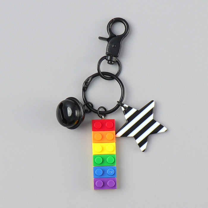 Wholesale Plastic Rainbow Building Block Keychain JDC-KC-CYa012