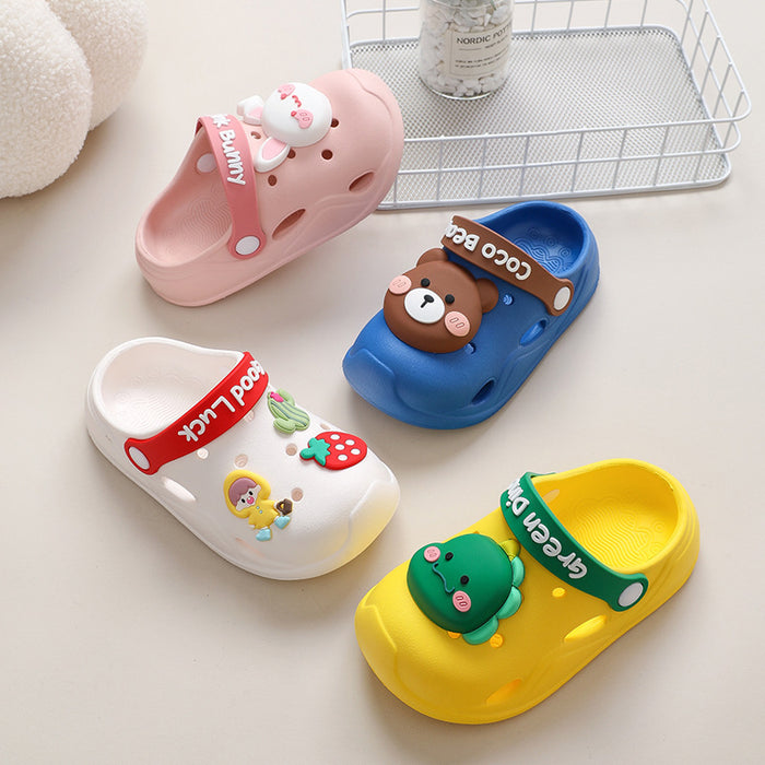 Wholesale Bear closed toe anti-collision children's slippers indoor non-slip cartoon baby beach hole shoes