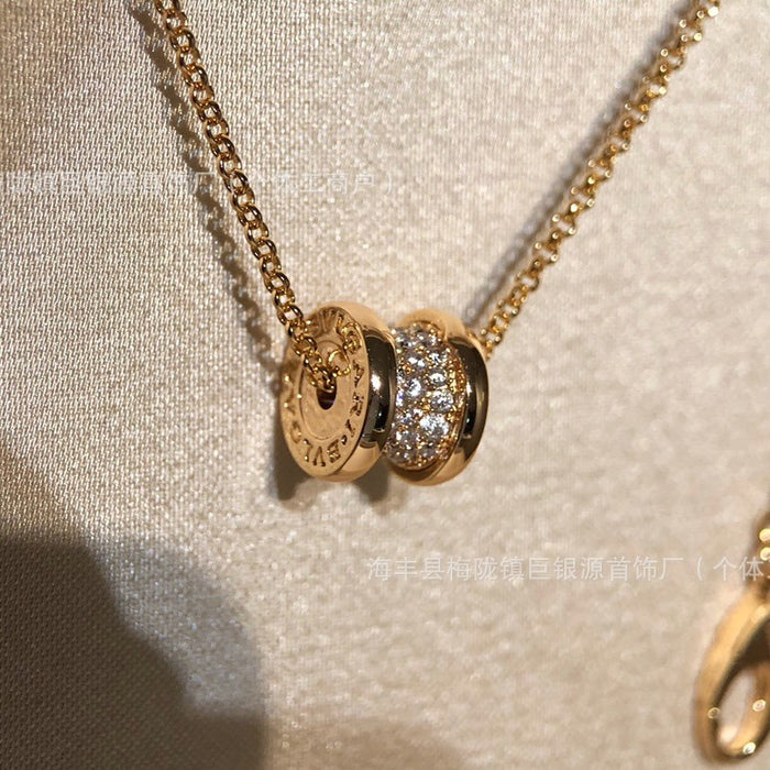 Wholesale Cnc High Version Large Waist Necklace Women's All-match18k Rose Gold Plated Full Diamond Small Waist Clavicle Chain