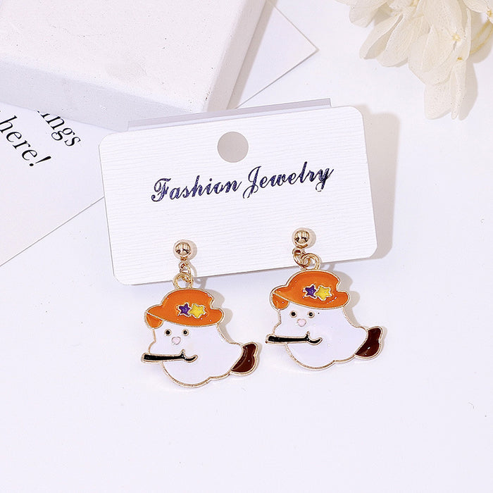 Wholesale Metal Electroplated  Earrings Pumpkin Ghost Pendant Fashion Jewelry Accessory for Women