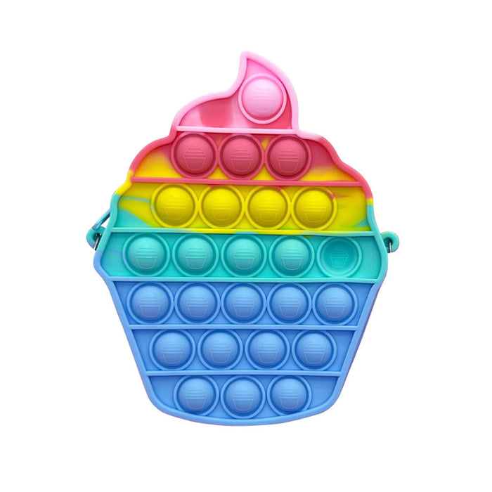 Wholesale Childlike Cute Silicone Crossbody Bag Rainbow Ice Cream Design Toddler Coin Purse MOQ≥3