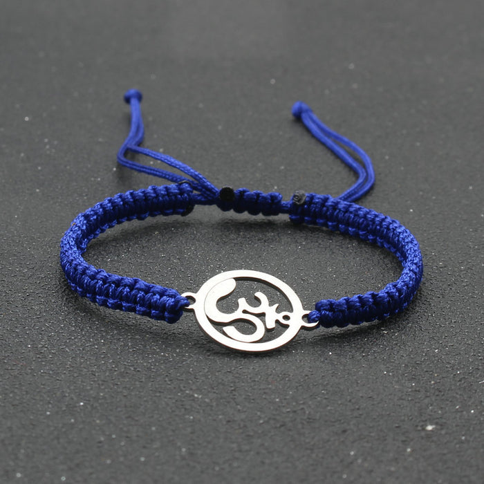 Wholesale  jewelry stainless steel round OM bracelet hand-woven adjustable hand rope