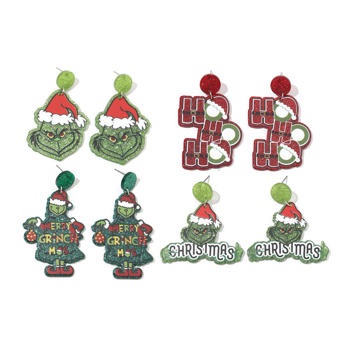 Wholesale Christmas green hat strange acrylic earrings