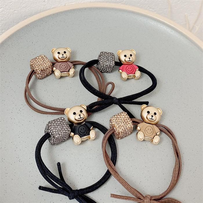 Wholesale Crystal Bear Black Hair Tie JDC-HS-DH009