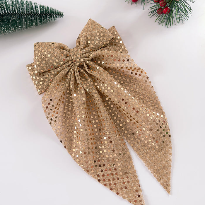 Wholesale Polka dot sequined bow hairpin hair accessories mesh ribbon spring clip hairpin Christmas holiday dress headdress