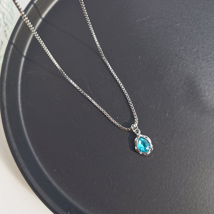 Wholesale blue water drop necklace Women's high-grade clavicle chain necklace