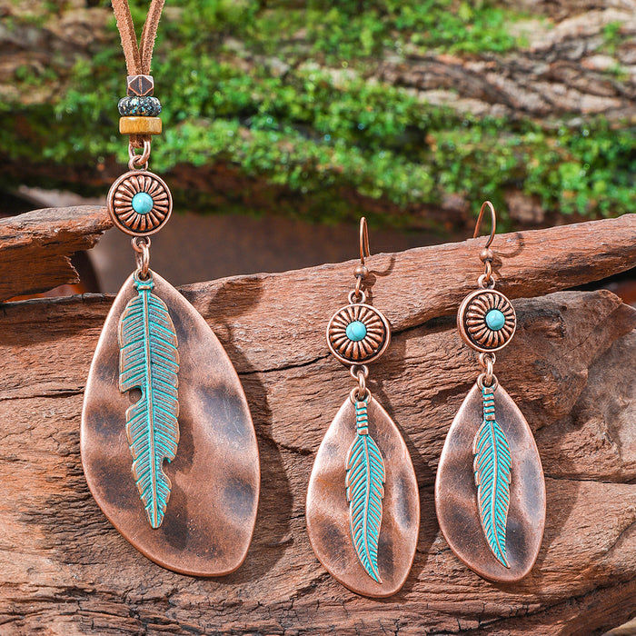 Wholesale Bohemian Vintage Geometric Zinc Alloy Earrings &  Necklace Set - Trendy Jewelry MOQ≥2