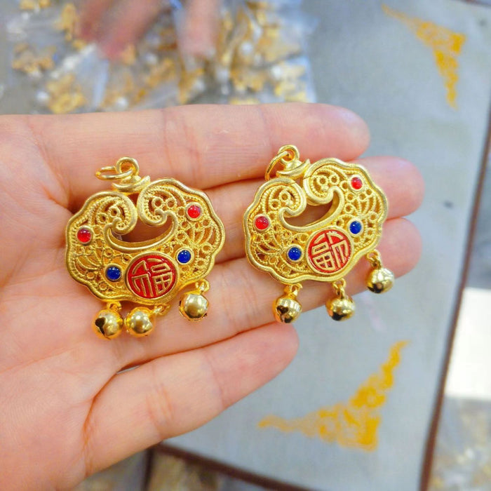 Wholesale  Women  Ping An lock  fu character pendant necklace