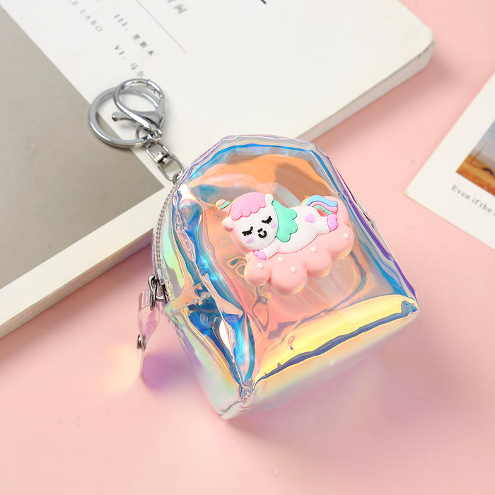 Wholesale PU Cartoon Laser Unicorn Coin Purse Keychain JDC-KC-YiK013