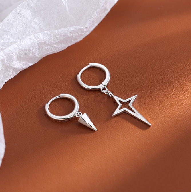 Wholesale Cross Star Asymmetric Earrings Cool Earrings Women's Niche Earrings Light Luxury Ear Buckle Cold Style Earrings